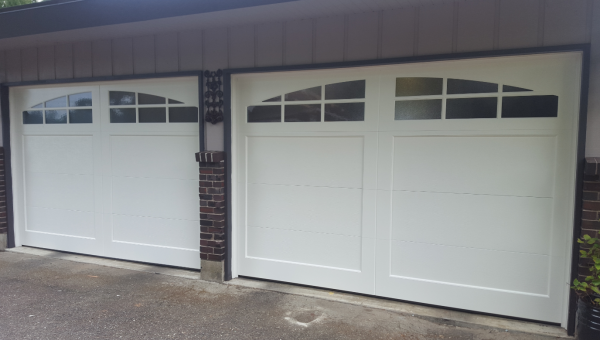 Dual White Garage Doors