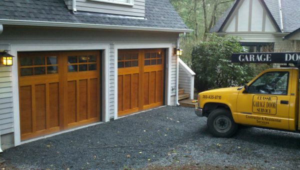 Dual Wood Finish Garage Doors