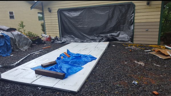 Demolished Garage Door