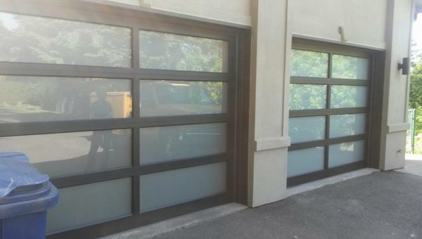 An example of full glass garage doors.